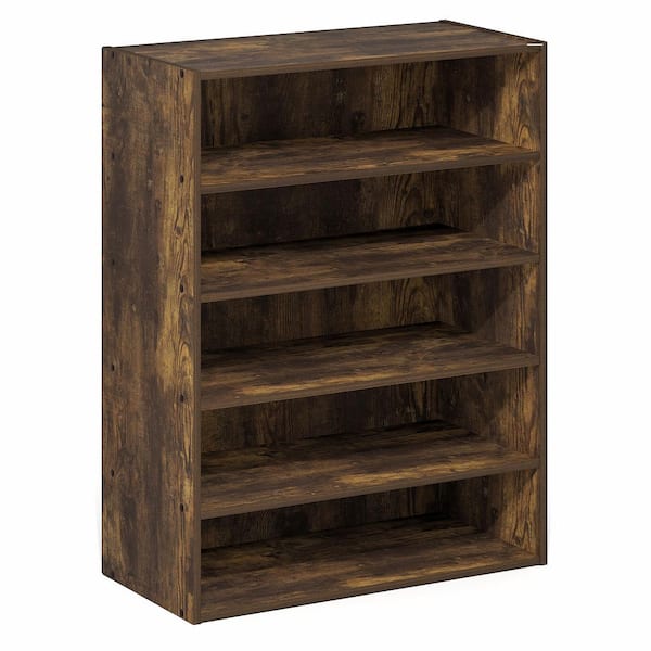 Furinno 31.5 in. H 12-Pair Black Dark Oak Wood Shoe Rack 25036DOK