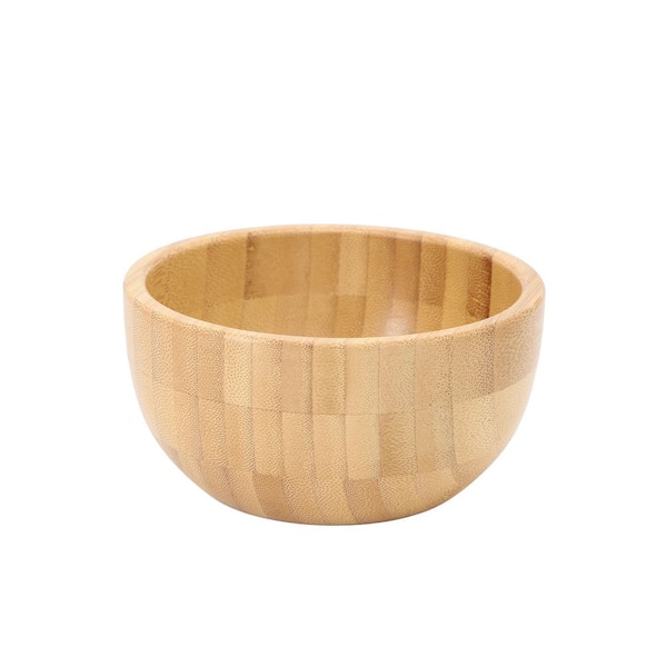 4.75 in. 22 fl. oz. Light Brown 4 Piece Bamboo Wood Serving Bowl