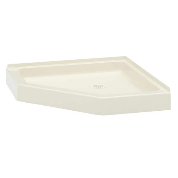 Swan Neo Angle 36 in. x 36 in. Solid Surface Single Threshold Shower Pan in Bone