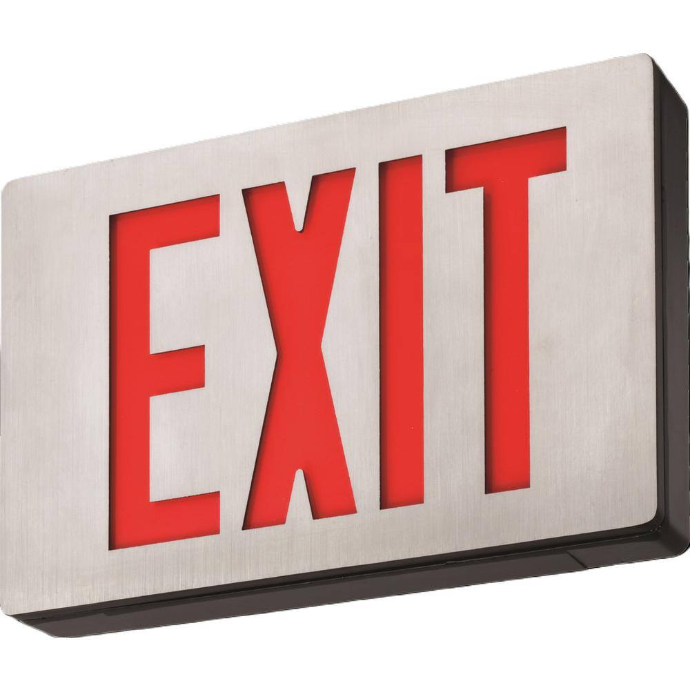 Silver Aluminum LED Emergency Exit Sign with Red Letters