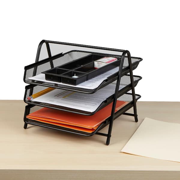 Mesh Desk Document File Organizer Tray Tabletop Paper Letter Holder Stand Rack 