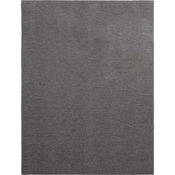 TrafficMaster Heavy Traffic Gray Solid Color 8 ft. x 12 ft. Carpet Remnant Area Rug