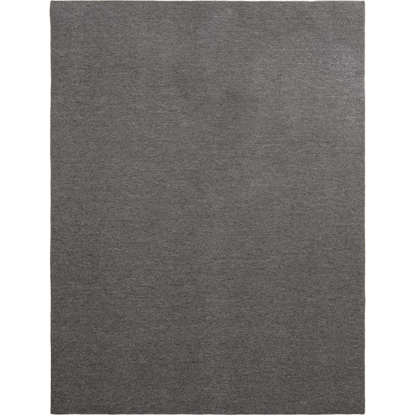 Heavy Traffic Gray Solid Color 8 ft. x 12 ft. Carpet Remnant Area Rug