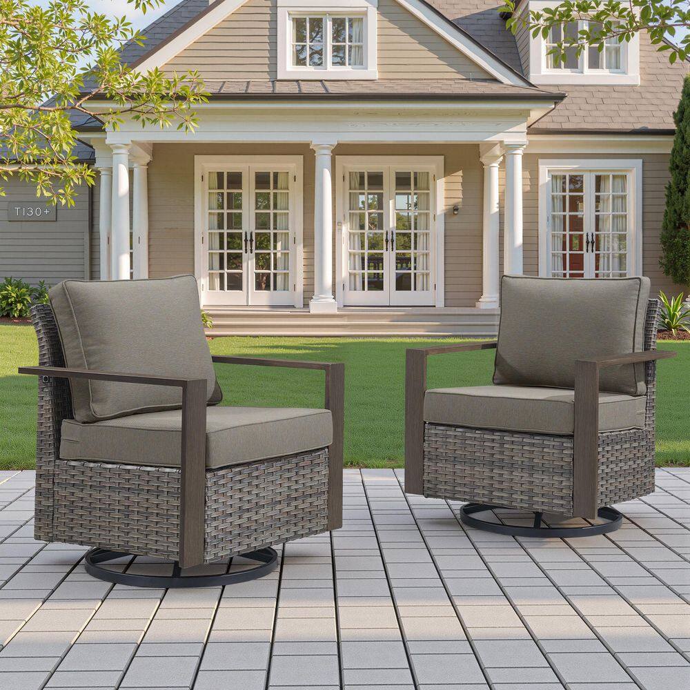 Kove 2-Person Gray All weather Wicker Outoor Glider Patio Swivel Chair with Deep Seat and Gray Cushions price history on PriceWatchPro