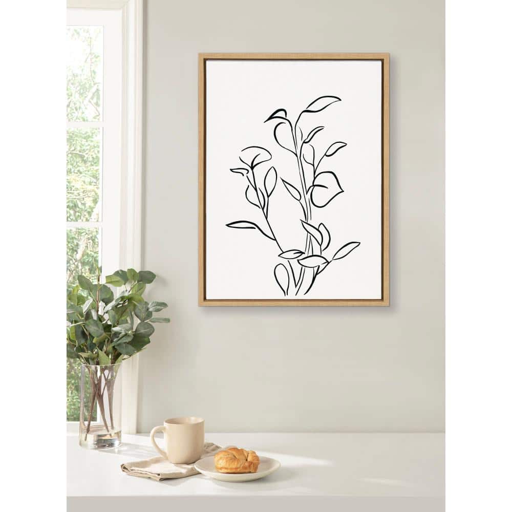 Natural Framed Botanical Sketch Print on Canvas, 18 x 24