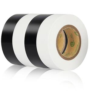 0.7 in. x 33 ft. Electrical Tape White and Black 4-Pack Multi-Colored UL Approved Flame Retardant Waterproof