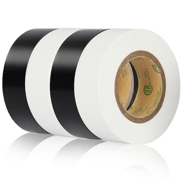Yichuhaoxi 0.7 in. x 33 ft. Electrical Tape White and Black 4-Pack Multi-Colored UL Approved Flame Retardant Waterproof