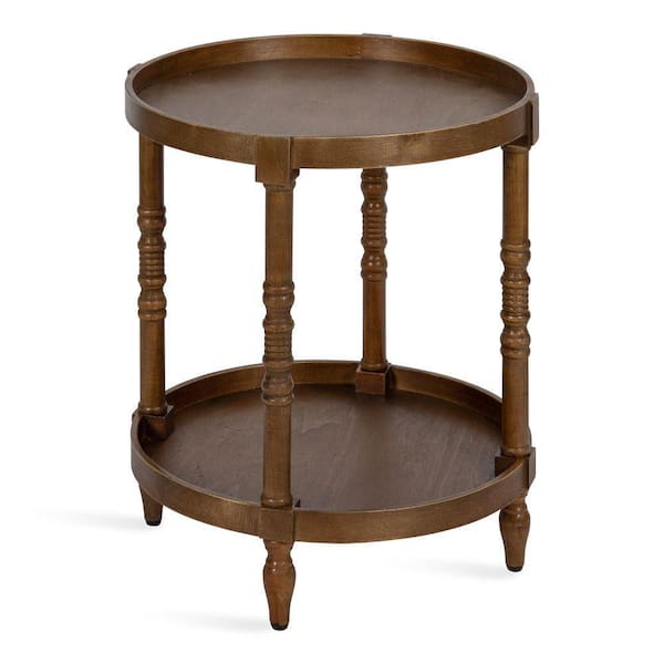 Bellport 20 in. Rustic Brown Round MDF Top End Table