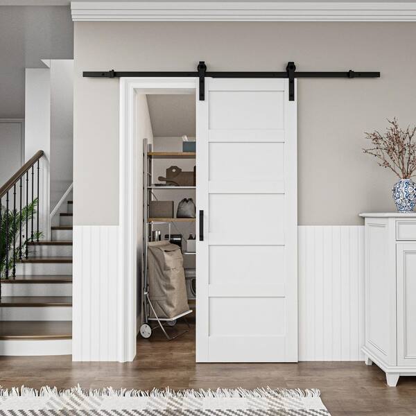 ARK DESIGN 30 in. x 84 in. Paneled 5-Lites White MDF with PVC ...