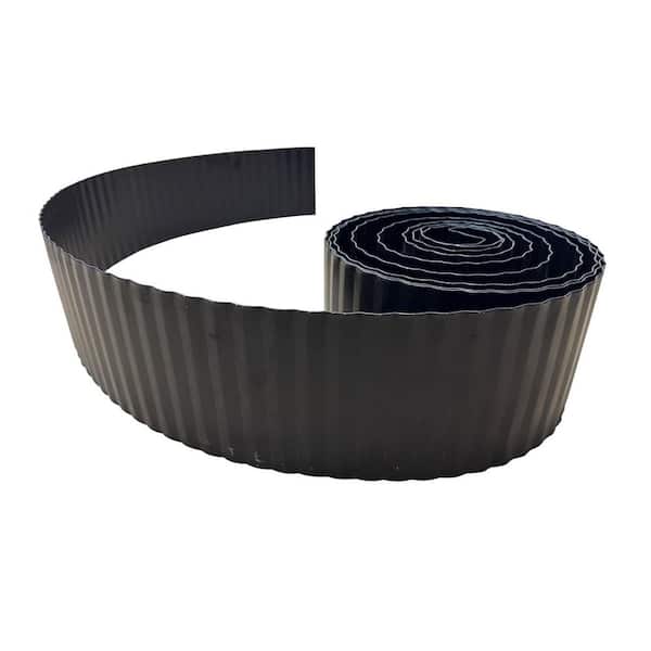 20 ft. x 12 in. Corrugated Metal Garden Edging Black Galvanized Steel Hemmed Edge Landscape Border Fence