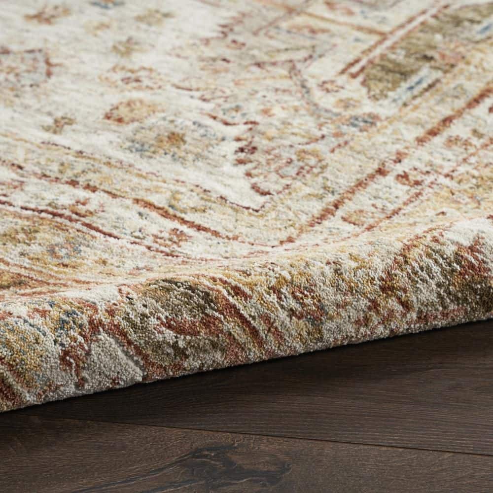 Ivory Multi Synthetic Rectangular Aztec Area Rug