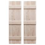 14 in. x 48 in. Board and Batten Traditional Shutters Pair Whitewash