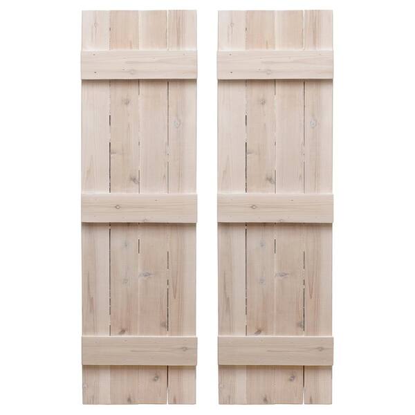 Dogberry Collections 14 in. x 48 in. Board and Batten Traditional Shutters Pair Whitewash