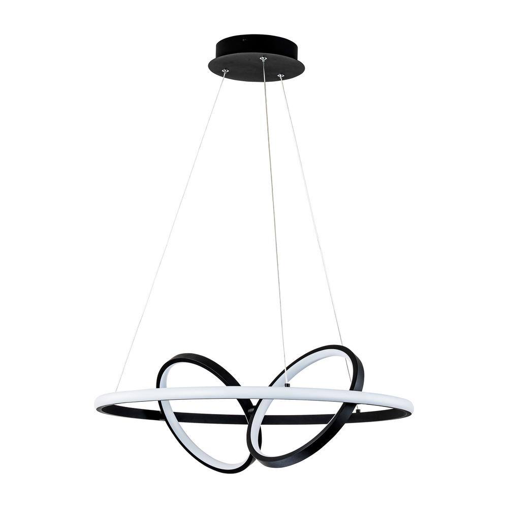 C Cattleya 3=Light Dimmable Integrated LED Black Aluminum Chandelier