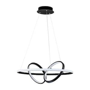 3=Light Dimmable Integrated LED Black Aluminum Chandelier for Dining Room Kitchen Island