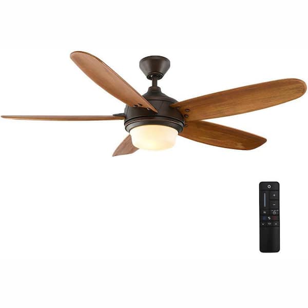Home Decorators Collection Breezemore 56 in. Indoor LED Mediterranean Bronze Ceiling Fan with Light Kit, Downrod, DC Motor and Remote Control