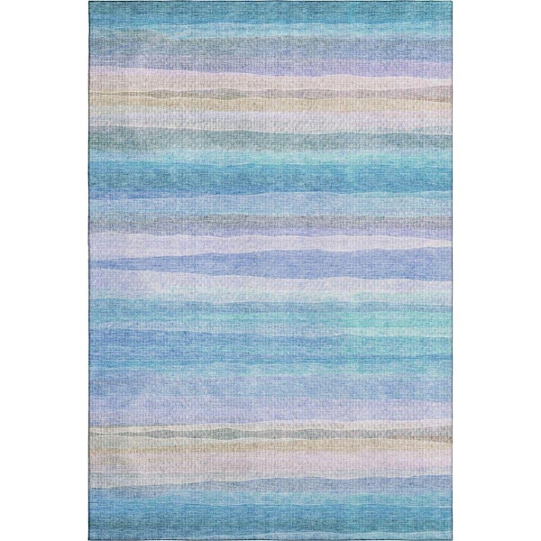 Mayfield Premium Machine Washable Abstract AMF2093 Aqua 10 ft. x 14 ft. Area Rug