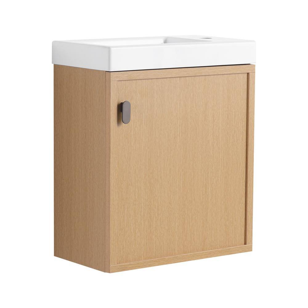 18.5 in. W Floating Bath Vanity in Natural Wood with Ultra-Slim 10 in. Depth and Reversible Resin Sink price history on PriceWatchPro