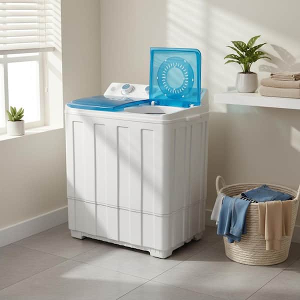 WOCK 2.1 cu.ft. Portable Washing Machine in Blue with Drain Pump