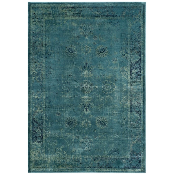 Vintage 5 ft. x 8 ft. Turquoise/Multi Oriental Area Rug