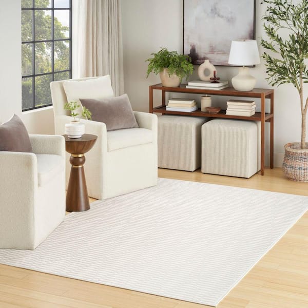Casual Ivory 7 ft. x 9 ft. Diamond Contemporary Area Rug