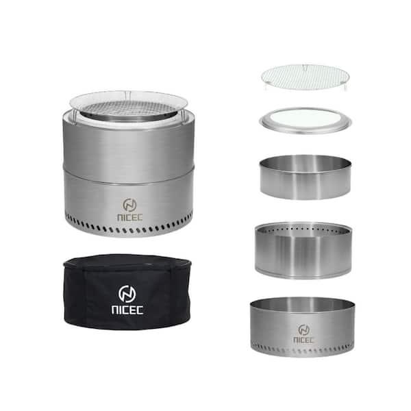 Fire Pits, 19.1 in. Smokeless Fire Pits, Stainless Steel Portable Fire Pit, Outdoor Fire Pit, Wood Buring Fireplaces
