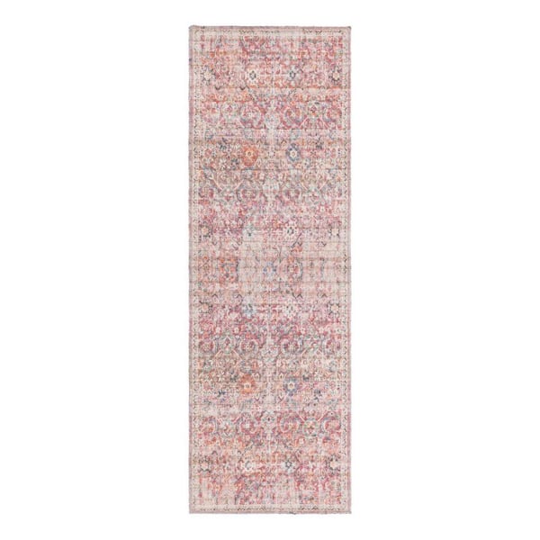 Unique Loom Nostalgia Gossamer Ivory and Pink 2 ft. x 6 ft. Machine Washable Area Rug