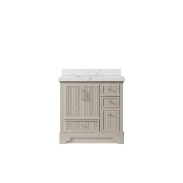 Willow Collections Alys 36 in. W x 22 in. D x 36 in. H Single Sink Bath Vanity Center in Fine Grain with 2 in. Calacatta Laza Qt. Top