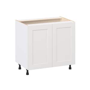 Roseland 36 in. W x 24 in. D x 34.5 in. H Assembled Shaker Full Height Doors Base Kitchen Cabinet in Warm White