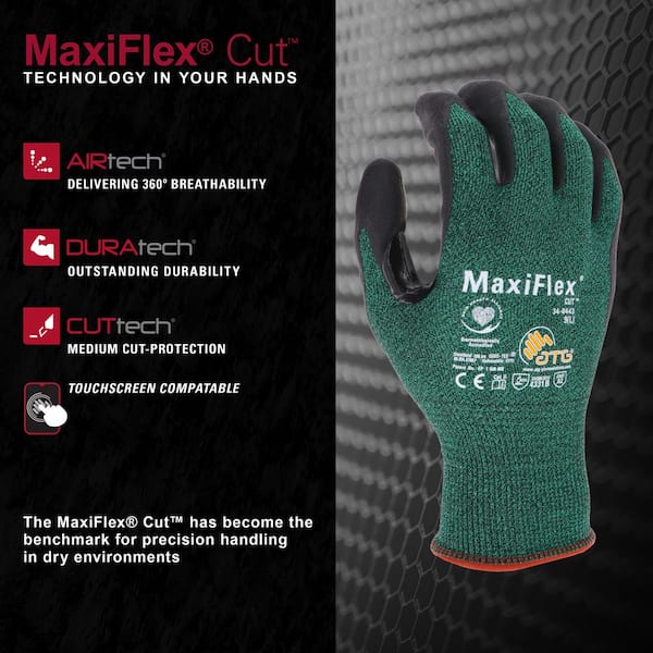 ATG MaxiFlex Cut Men's Large Green ANSI Abrasion Resistant