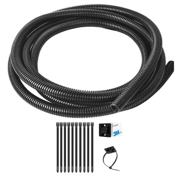 Wire Loom Split Tubing 1/4 in. 30 ft. Cord Protector for Automotive Electrical Wire Flexible Conduit Black