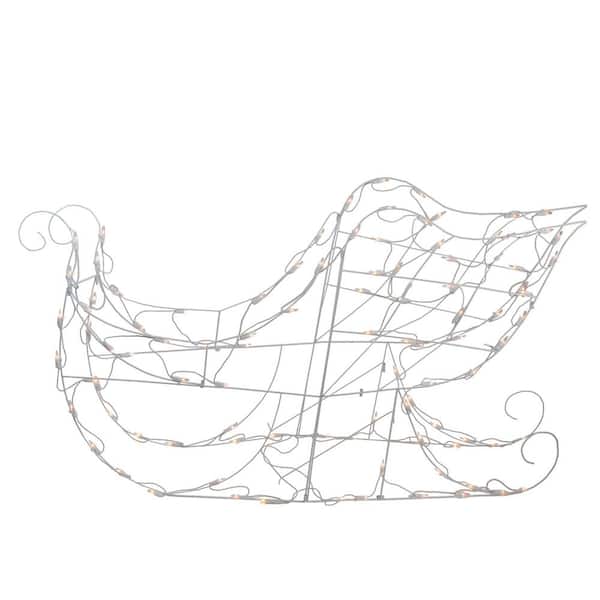42" Lighted White Sleigh Christmas Outdoor Decoration-Clear Lights