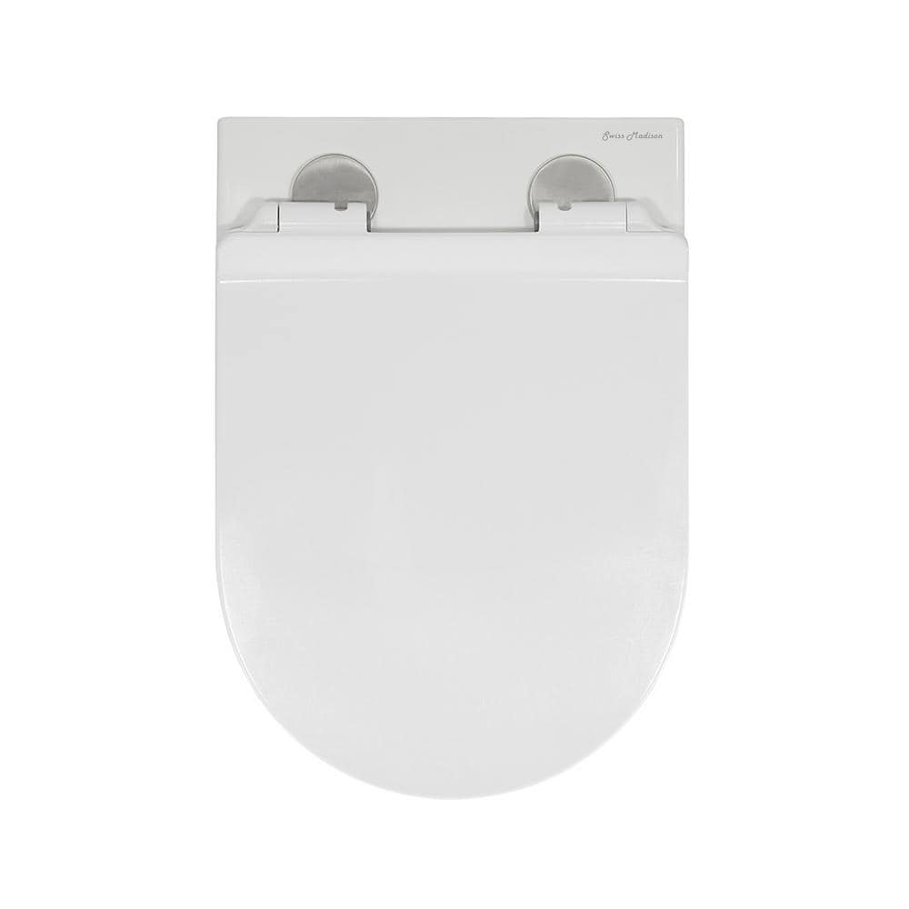 Glossy White Ceramic Wall-Hung Round Dual Flush Toilet