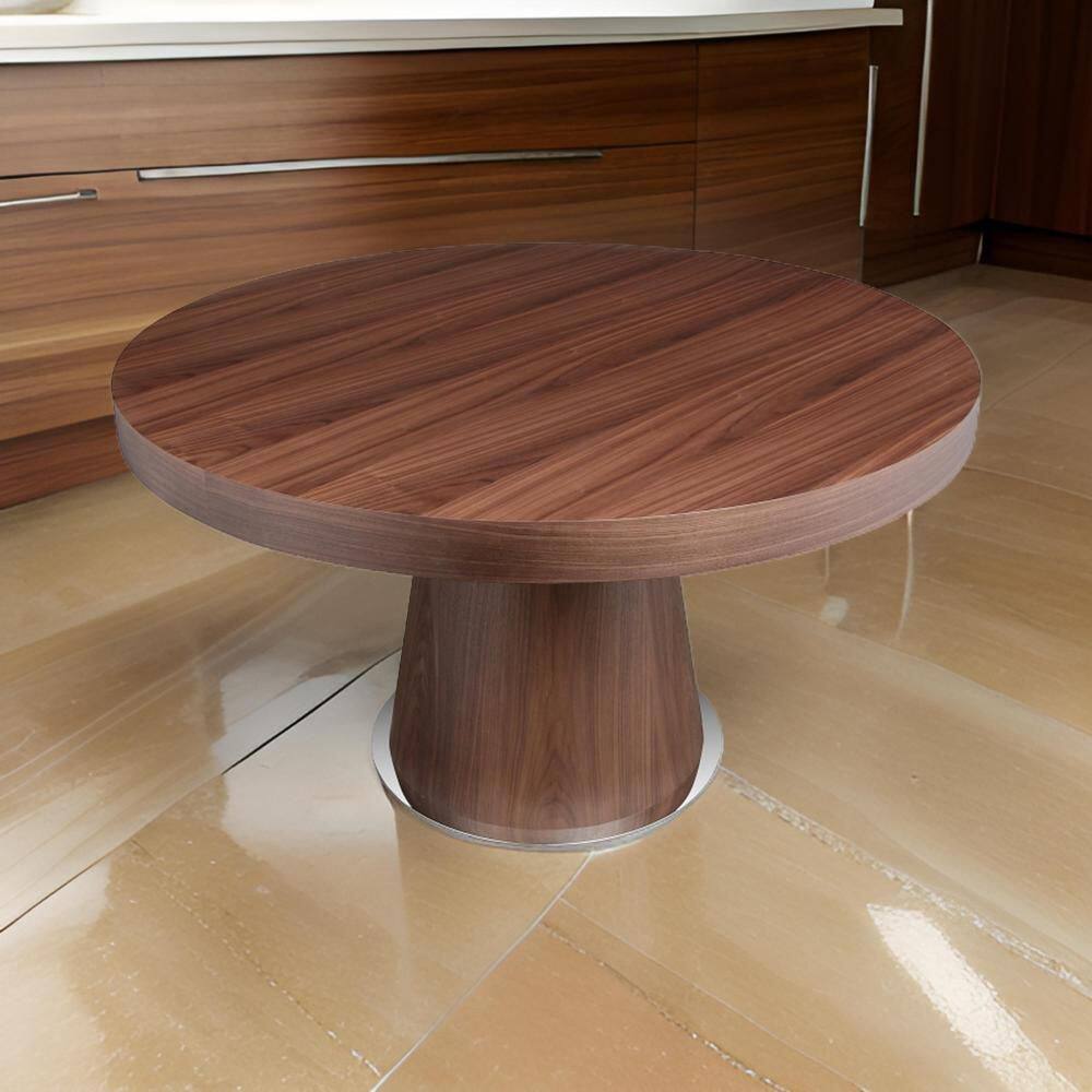 John Brown and Silver Wood Round 53 in. Pedestal Base Dining Table Seating for 4