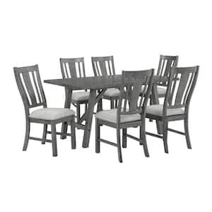 Charlie 7-pc dining set Rustic and Light Gray