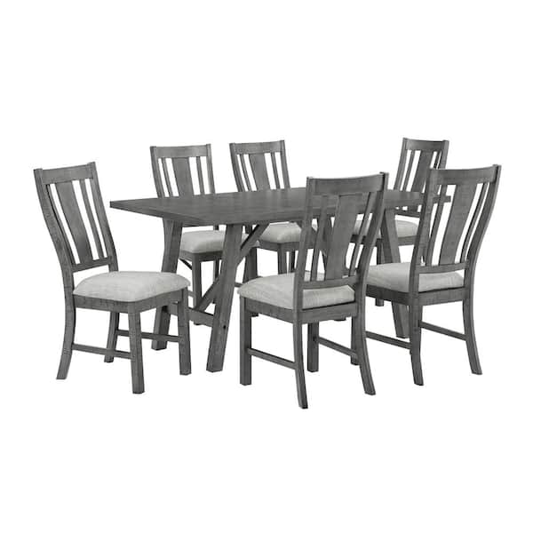 Best Quality Furniture Charlie 7-pc dining set Rustic and Light Gray ...