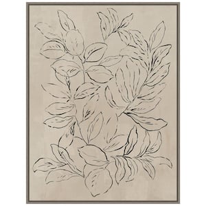 "Outlined Leaves II" by Asia Jensen 1-Piece Floater Frame Canvas Transfer Nature Art Print 30 in. x 23 in.