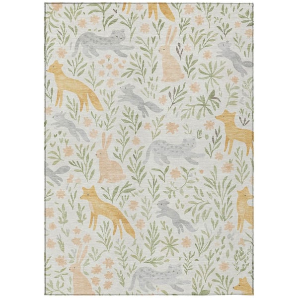 Chantille Machine Washable Indoor/Outdoor Abstract ACN2509 Ivory 5 ft. x 7 ft. 6 in. Area Rug