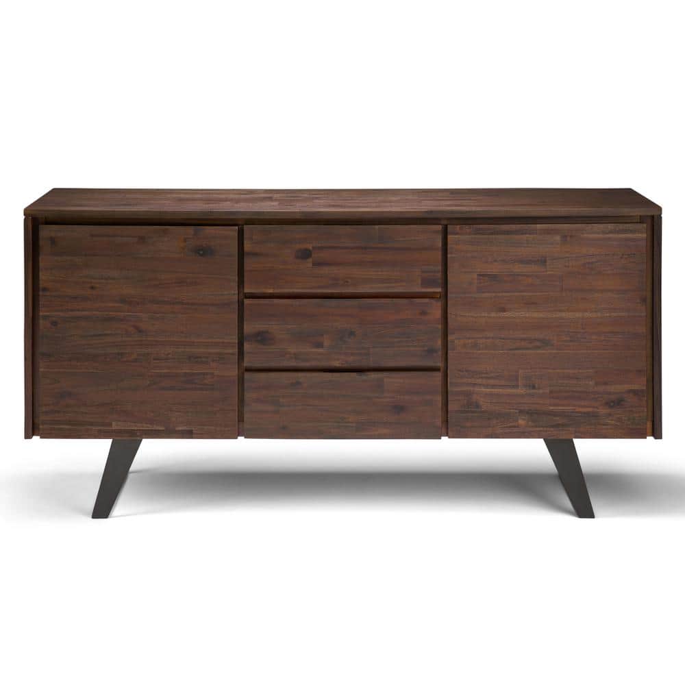 Lowry Distressed Charcoal Brown Solid Acacia & Metal Sideboard Buffet