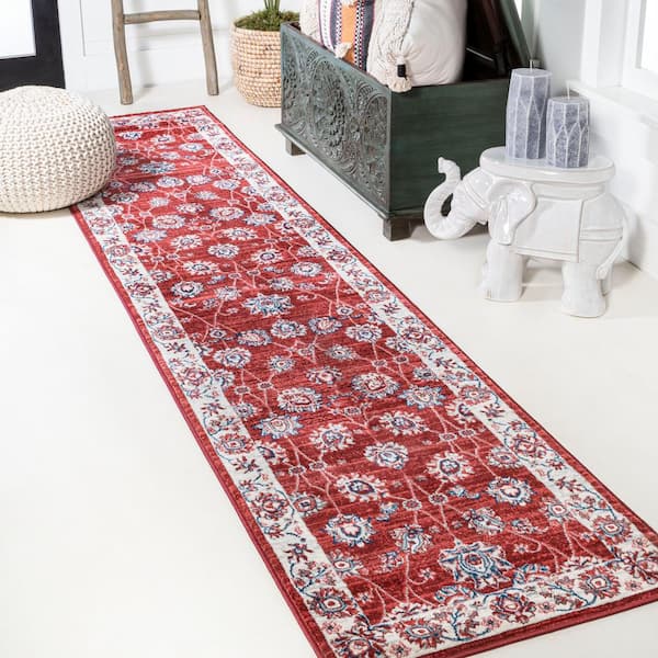 JONATHAN Y Modern Persian Vintage Moroccan Traditional Red/Ivory 2 ft. x 10 ft. Area Rug Runner Rug