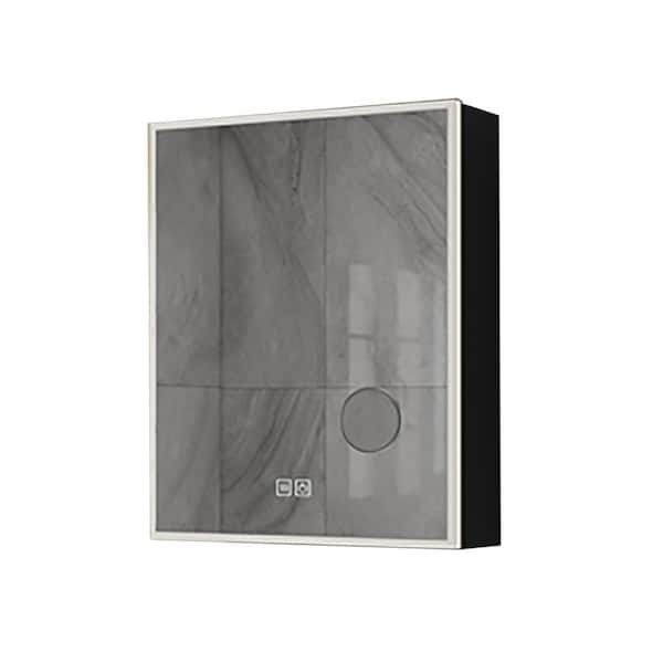 Unbranded 5 in. W x 30 in. H Small Rectangular Silver Aluminium Recessed Mount Framed Wall Medicine Cabinet with Mirror and door