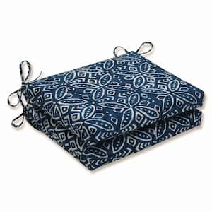 18.5 in. x 16 in. Outdoor Dining Chair Cushion in Blue/Ivory (Set of 2)