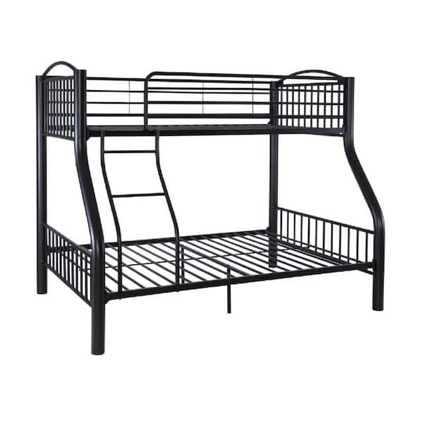 Benjara Black Twin/Full Adjustable Bunk Bed with Ladders