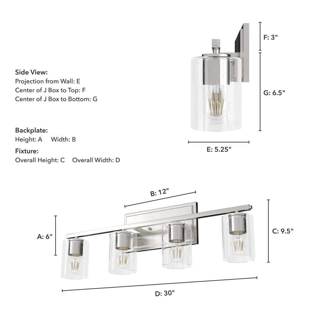 Kerrison 30" Brushed Nickel 4-Light Vanity Fixture