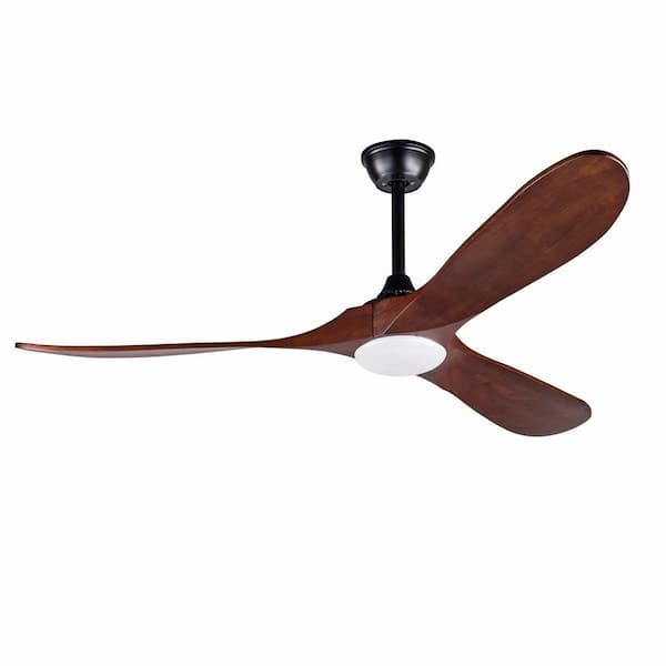52 in. Smart Indoor Black 3 Solid Wood Blades Downrod Standard Ceiling Fan with Integrated LED and Remote Included