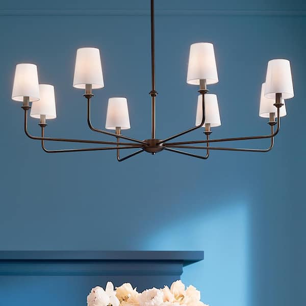 Pallas 42.75 in. 8-Light Black Traditional Shaded Circle Chandelier for Dining Room