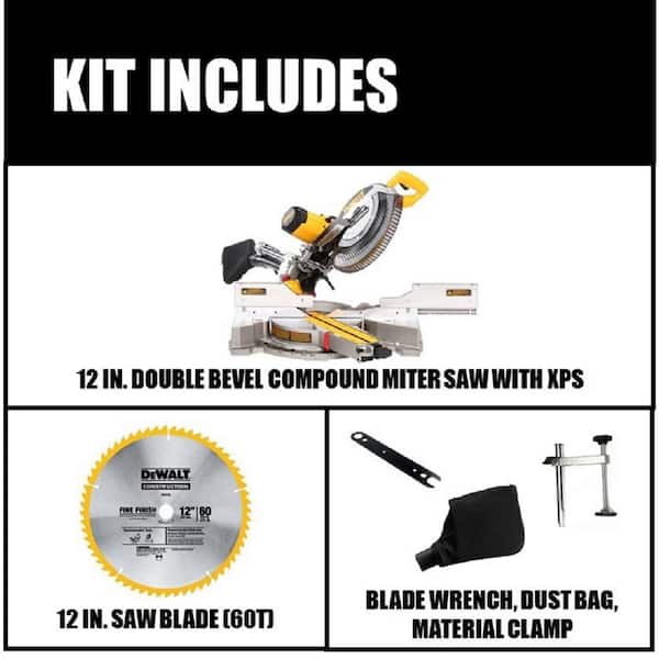DEWALT DWS780 15 Amp Corded 12 in. Double Bevel Sliding Compound Miter Saw with XPS technology, Blade Wrench and Material Clamp - 2