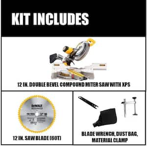 15 Amp Corded 12 in. Double Bevel Sliding Compound Miter Saw Kit with Compact Miter Saw Stand with 500 lbs. Capacity