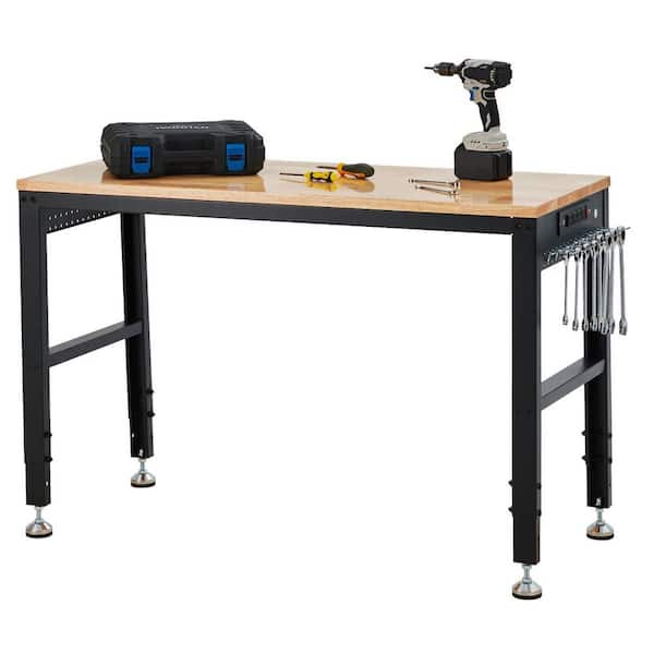 48 in. x 20 in. Adjustable Height Workbench, Hardwood Heavy Duty Workstation, 2000 LBS Load Capacity Work Table