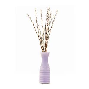 10 in. Willow Design Pussy Willow Assorted Mix Salix Caprea Plant in Purple Vase